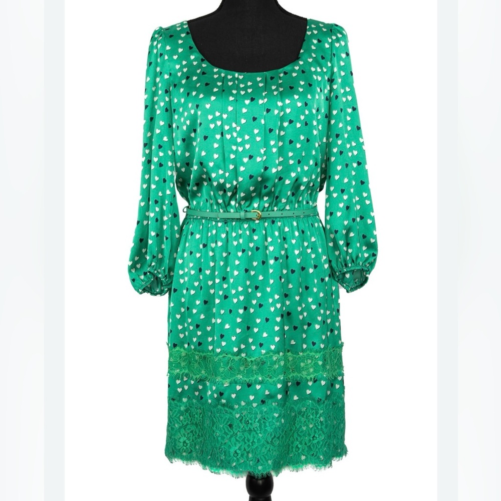 Green Heart Print Dress worn once, like new.
